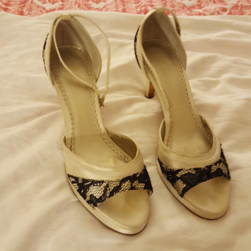 Black Lace and Cream Hi Heels